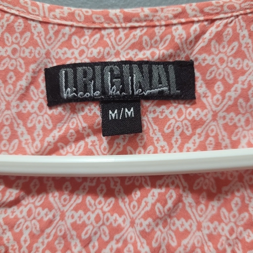 Nicole Miller Pink and White Patterned Sleeveless Top M - Picture 2 of 4